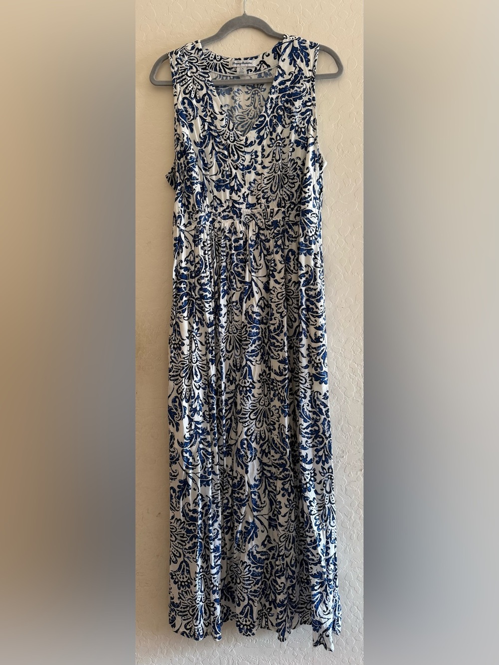 Tommy Bahama, large, blue & white sleeveless maxi dress